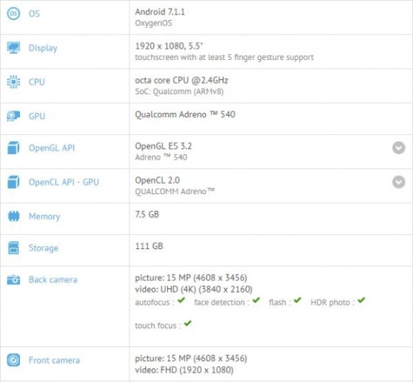 是GFXBench披露OnePlus 5主要規格的第3張圖