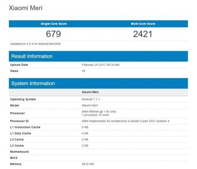 是小米5c登陸GeekBench,會是首款採用自家處理器的手機嗎?的第3張圖