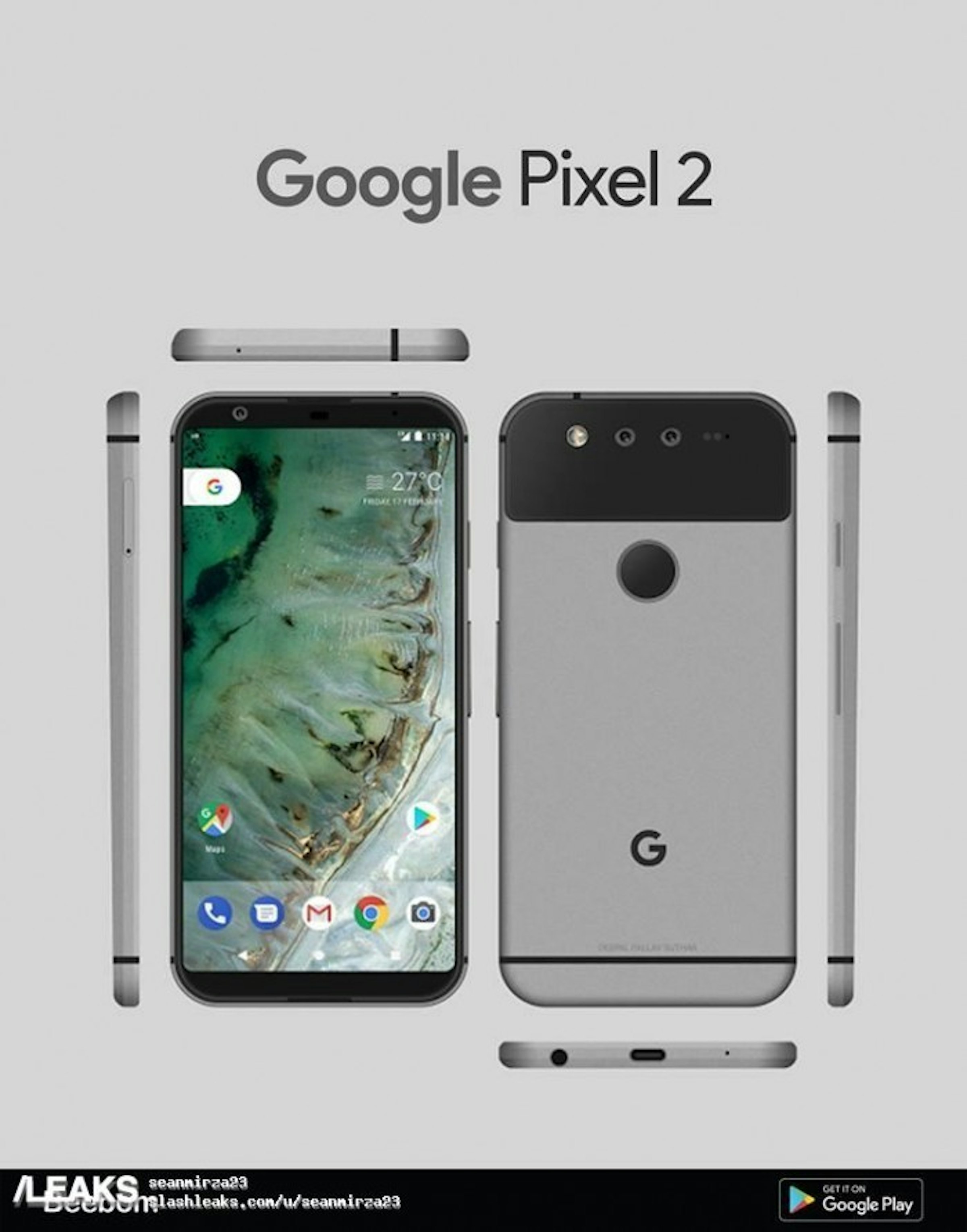是背部好多粒粒啊~！Google Pixel 2高清渲染圖再次曝光：屏佔比大大提升了不少！這篇文章的首圖