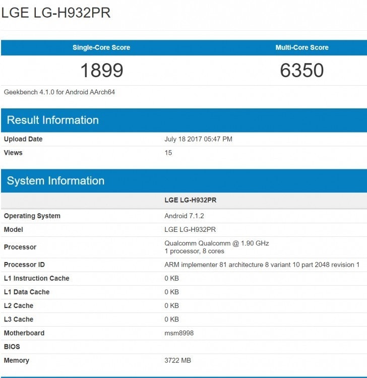 是LG V30現身GeekBench,規格驚喜不大的第3張圖