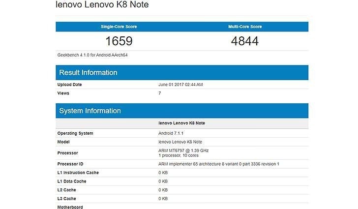是Lenovo K7 Note現身Geekbench,確定採用Helio X20處理器的第3張圖