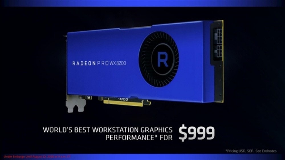是AMD揭曉新款專業繪圖卡Radeon Pro WX 8200，1000美元也能有更好工作站級運算表現這篇文章的首圖