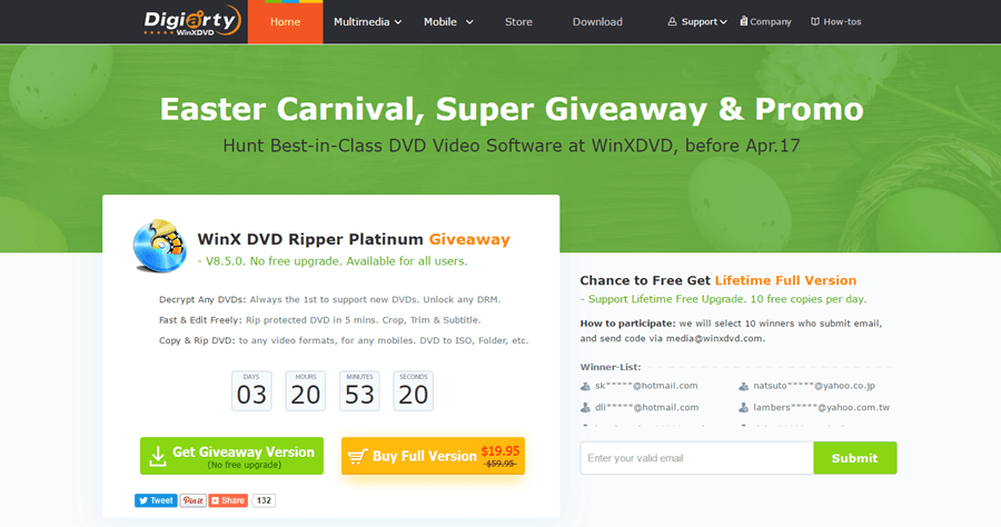 WinX DVD Ripper Platinum 限時免費序號 License