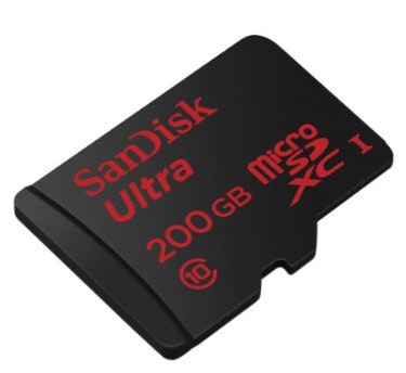 是世界第一張 SanDisk 200GB micorSD XC 記憶卡售價 239 美金正式開賣這篇文章的首圖