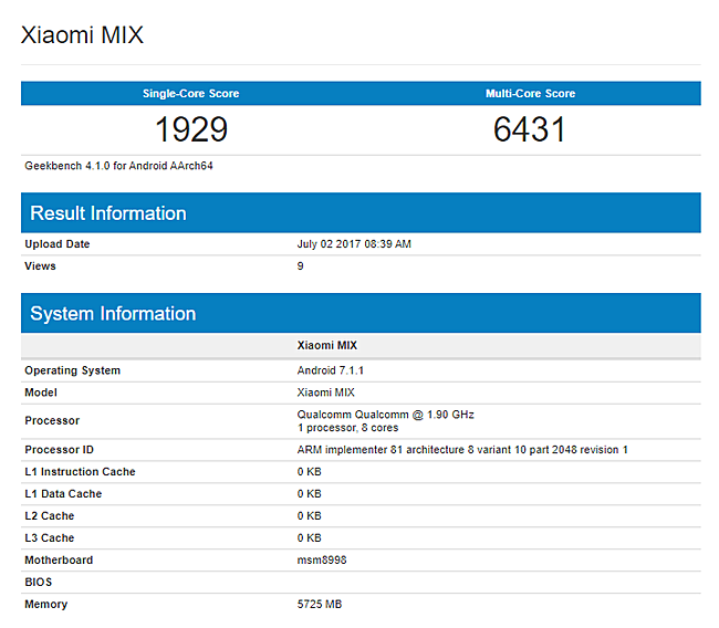 是小米Mix 2曝光: 配備Snapdragon 835處理器、6GB記憶體最強規格的第3張圖