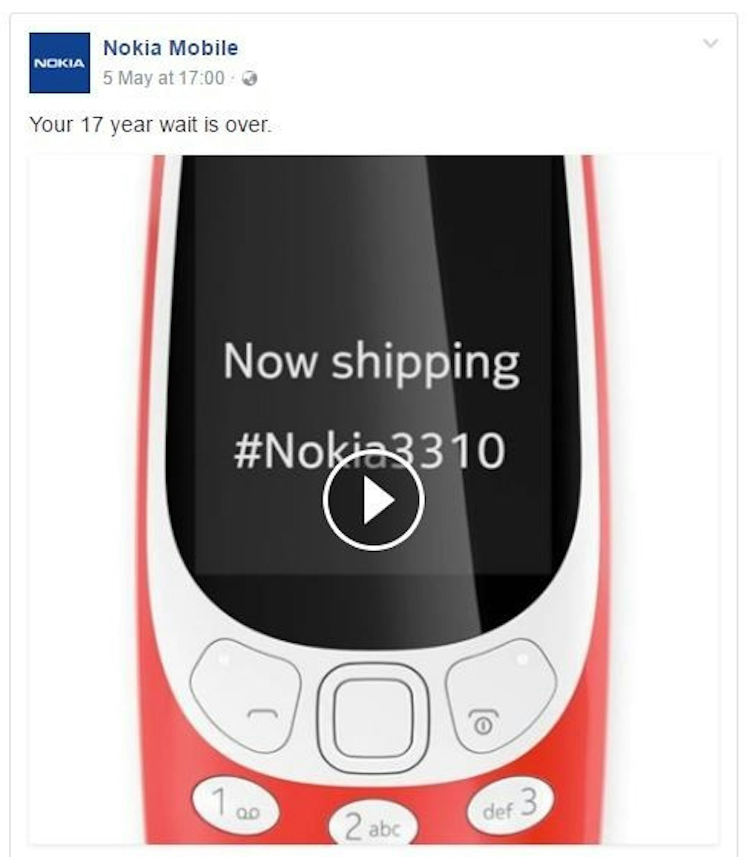 是來了！Nokia官方宣布3310已開始出貨，目前正在路上！這篇文章的首圖