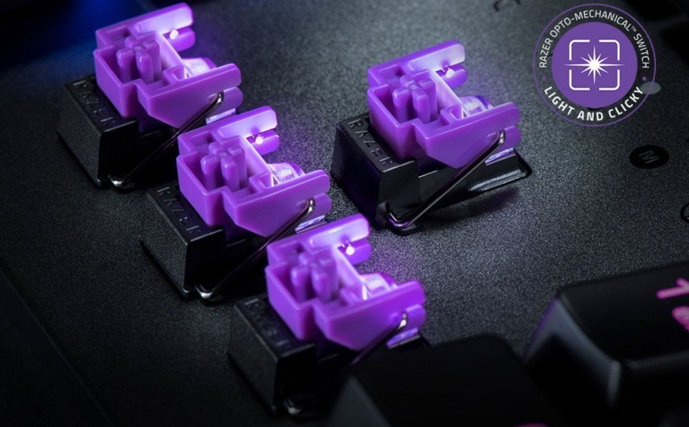 Razer發表光觸發設計的「紫軸」機械鍵盤高達1億次有效觸發使用