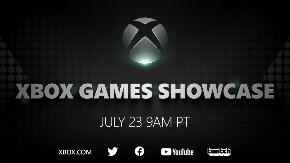 照片中提到了XBOX GAMES SHOWCASE、JULY 23 9AM PT、ХВОX.COM，跟的YouTube、的Xbox有關，包含了Xbox系列X、Xbox系列X、Xbox遊戲、埃爾登環