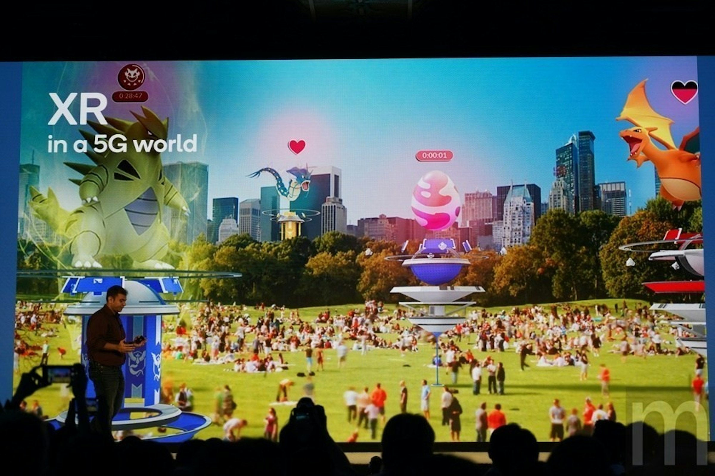 照片中提到了0 28:47、XR、in a 5G world，跟EXR、喀拉拉邦公共服務委員會有關，包含了口袋妖怪的突襲戰鬥去、神奇寶貝GO、襲擊、Niantic、老闆