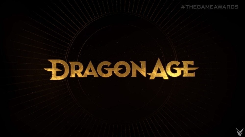 照片中提到了#THEGAMEAWARDS、ĐRAGONAGE,包含了黑暗、平面設計、商標、牌、字形