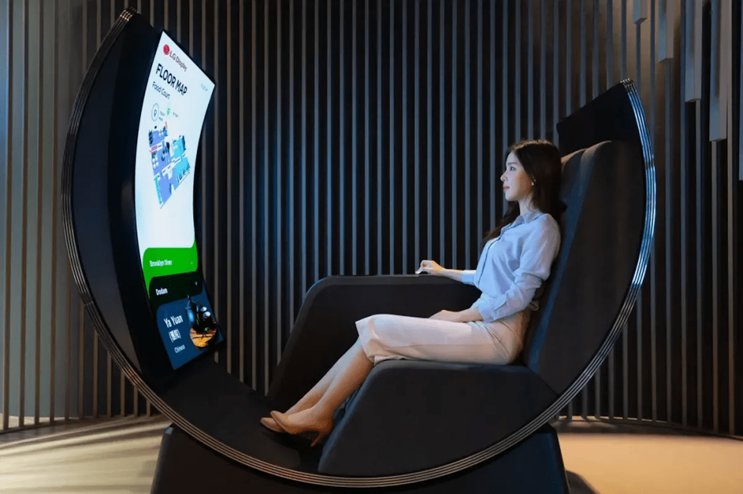 照片中提到了FLOOR MAP、Food Coun、Dodan，包含了坐著、有機發光二極管、LG、電視、大的