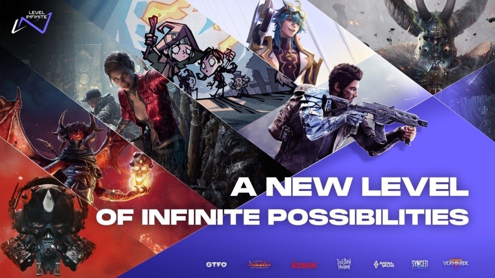 照片中提到了LEVEL、INFINITE、A NEW LEVEL,包含了訂閱按鈕 2015、勇氣競技場、漫威的蜘蛛俠:邁爾斯·莫拉萊斯、騰訊網、的PlayStation