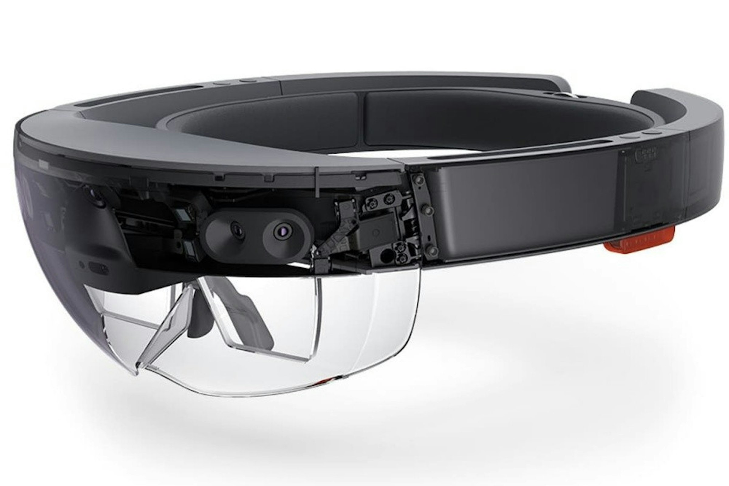 照片中包含了全息鏡頭女士、微軟HoloLens、增強現實、微軟公司、微軟
