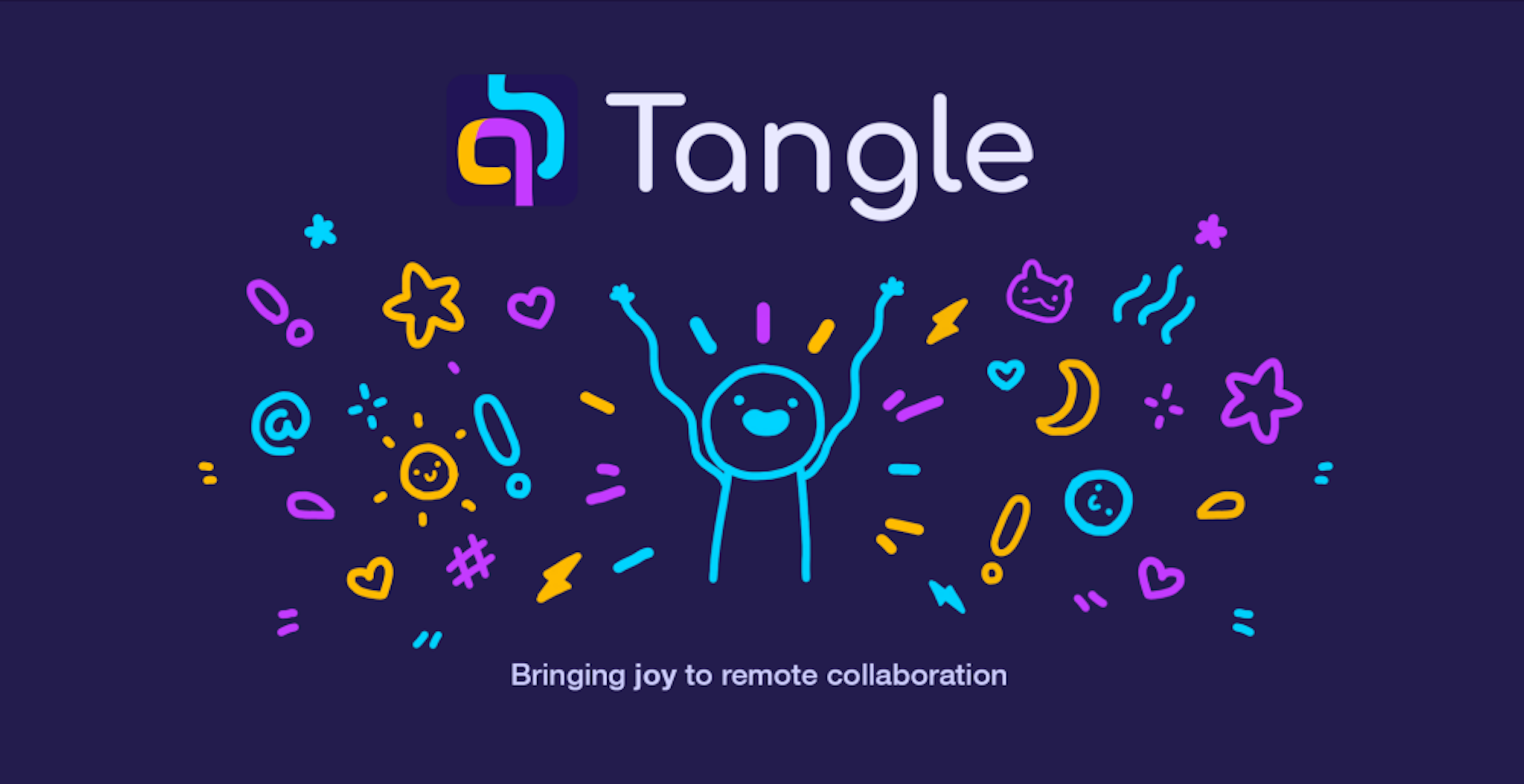 照片中提到了Tangle、Bringing joy to remote collaboration，包含了平面設計、平面設計、設計、商標、字形