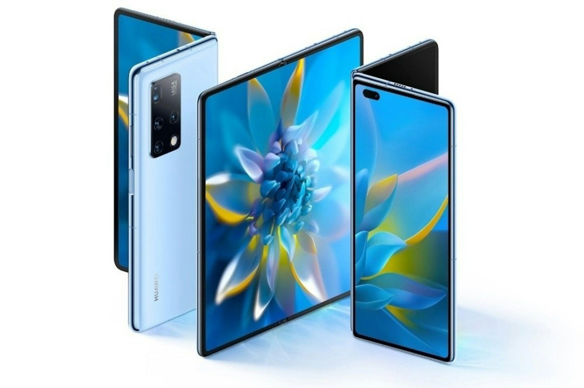 照片中包含了了華為、華為伴侶S、三星Galaxy Fold、可折疊智能手機、了華為