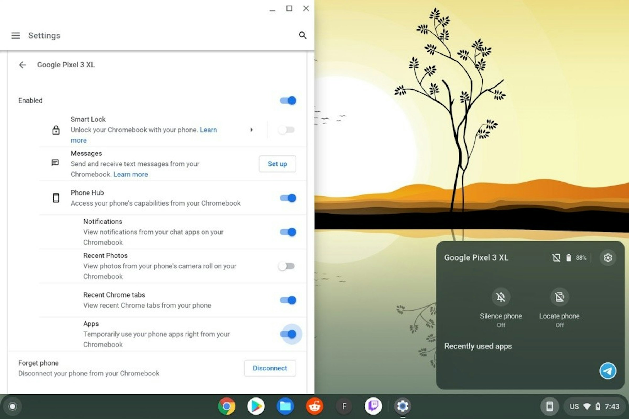 照片中提到了- O X、= Settings、+ Google Pixel 3 XL，包含了安卓系統、安卓系統、谷歌測試、移動應用、Chromebook