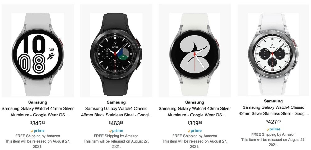 三星Galaxy Watch 4 系列智慧手錶意外在加拿大亞馬遜上架顯示將在8/27