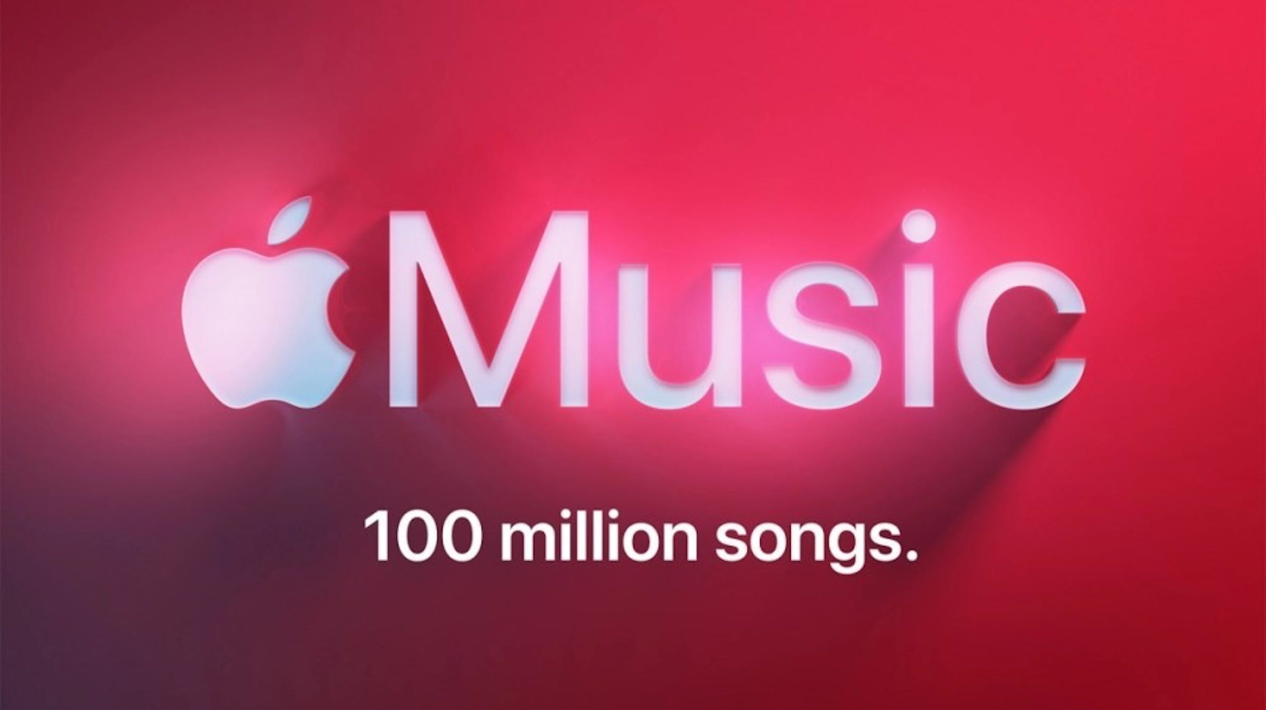 照片中提到了Music、100 million songs.，跟蘋果公司。有關，包含了領袖音樂、蘋果音樂、重音、歌曲、音樂流媒體服務