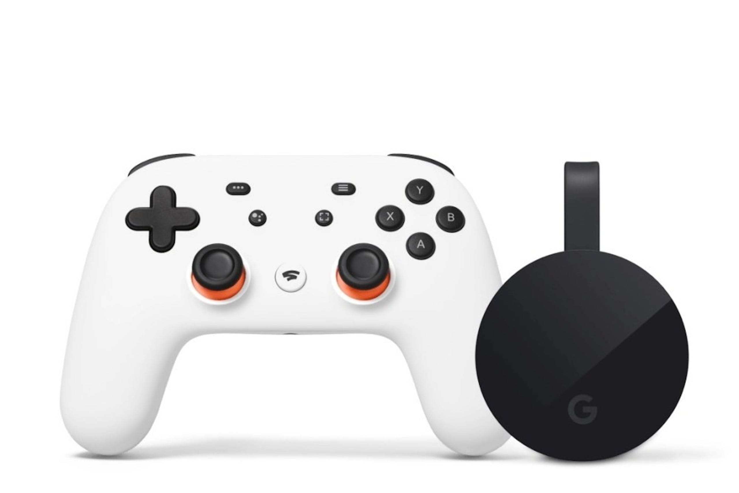 照片中提到了X、Y、А，包含了谷歌體育場、Google Stadia、谷歌體育場控制器、谷歌、電子遊戲機