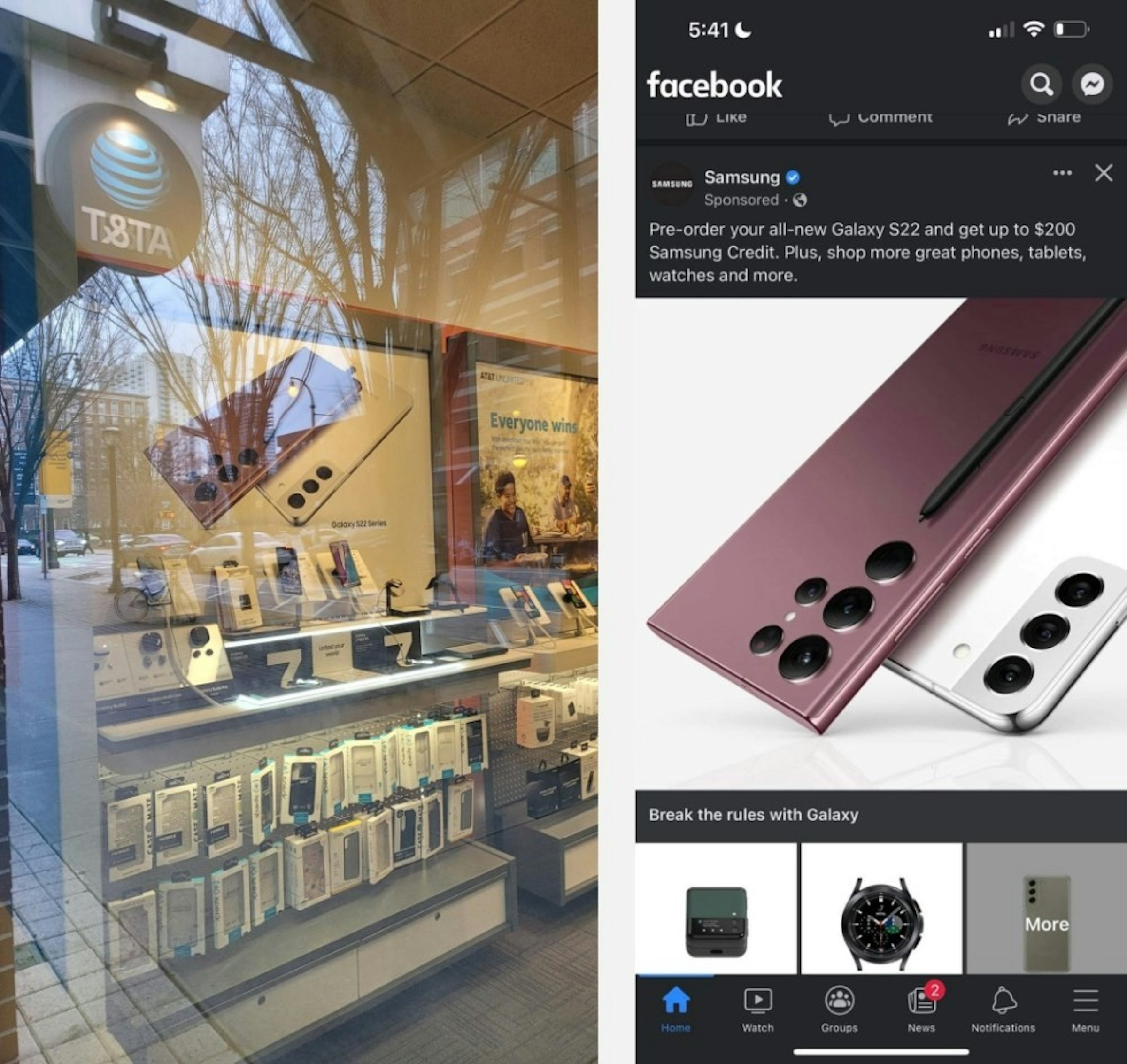 照片中提到了5:41C、facebook、U LIKE，跟美國電話電報公司有關，包含了角度、產品設計、室內設計、設計、產品