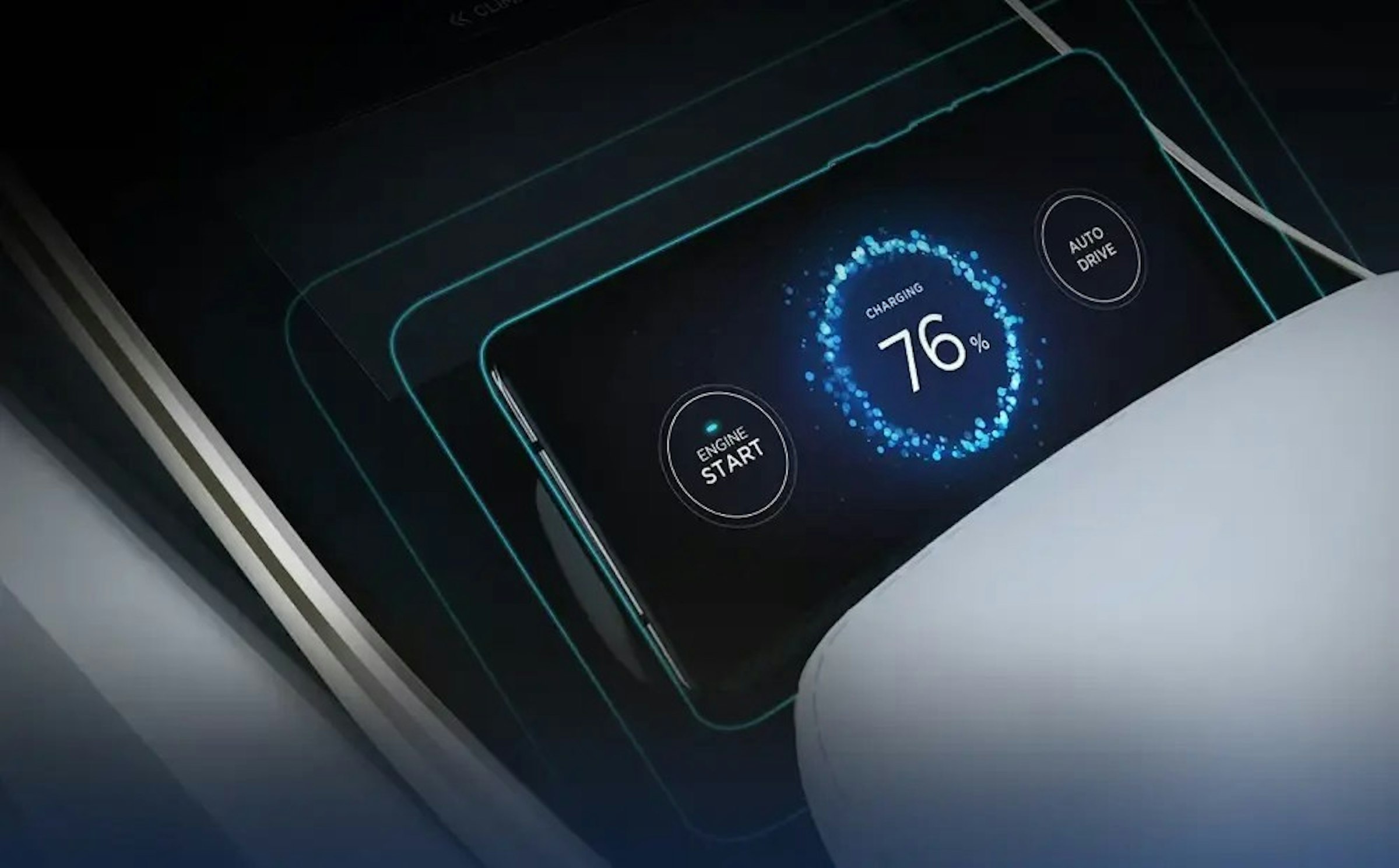 照片中提到了CHARGING、76.、ENGINE，包含了車門、汽車、充電器、自動駕駛、無線充電器