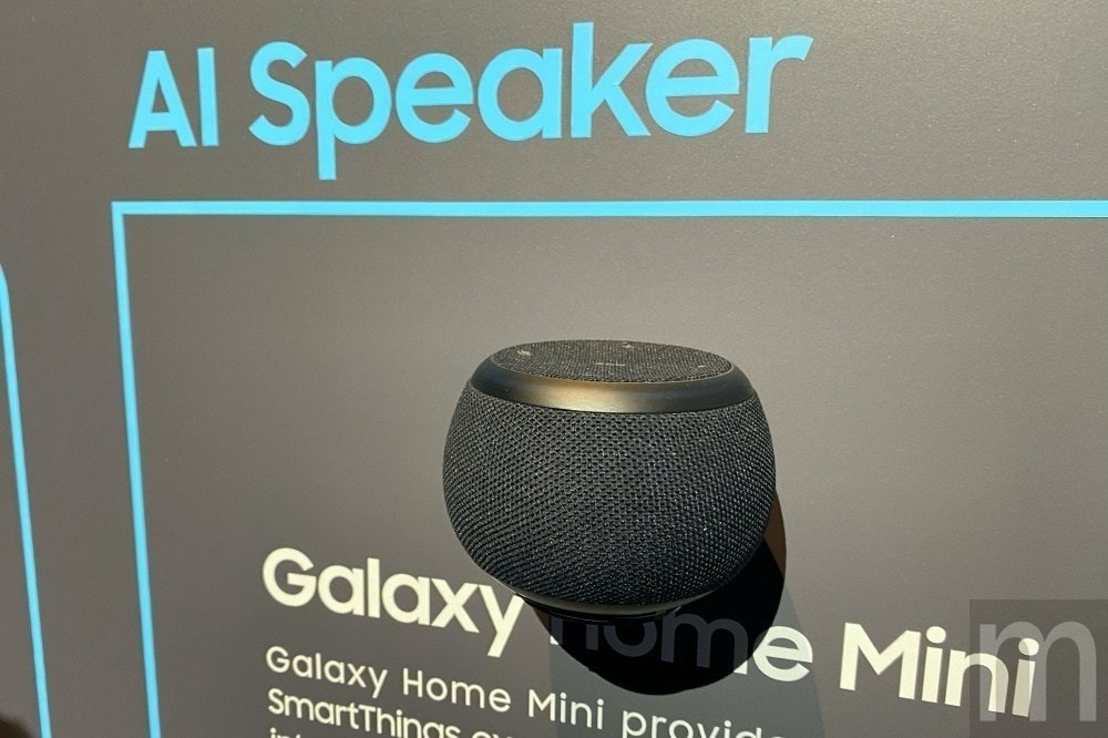 照片中提到了AI Speaker、Galaxyume Mini、Galaxy Home Mini provin，跟三星Galaxy有關，包含了揚聲器、三星Galaxy Home、馬什迪吉、智能音箱