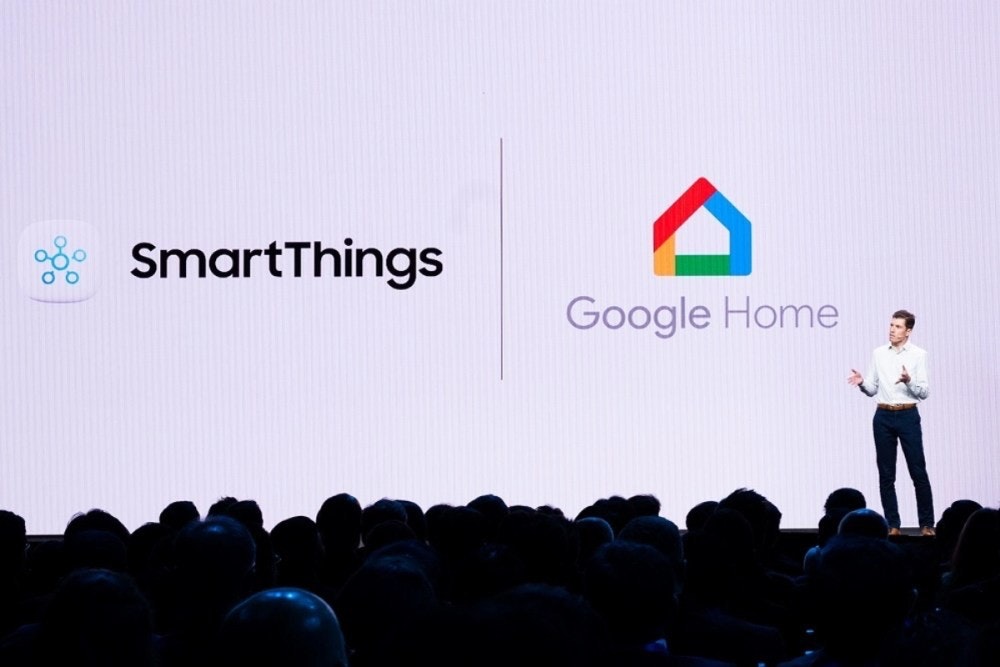 照片中提到了SmartThings、Google Home，跟簡單的人類有關，包含了介紹、公共關係、人的、介紹、人類行為