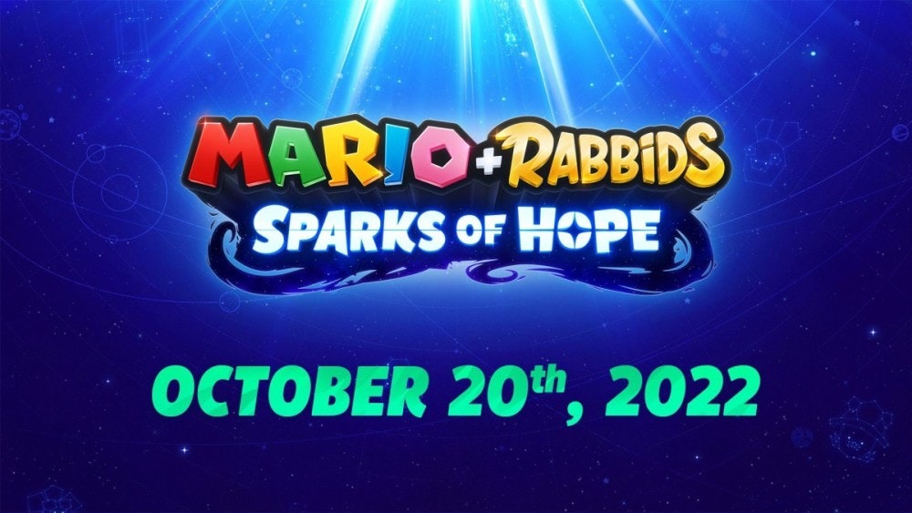 照片中提到了MARIO RABBIDS、SPARKS OF HOPE、OCTOBER 20th, 2022，跟奧德賽有關，包含了馬里奧兔子 2、馬里奧 + Rabbids 希望之火、馬里奧 + 兔子王國之戰：大金剛大冒險、超級馬里奧銀河、E3 2021