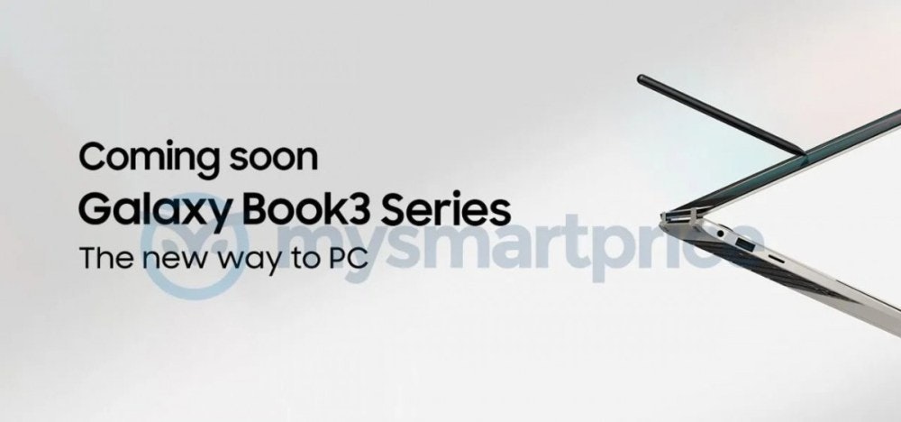 照片中提到了Coming soon、Galaxy Book3 Series、The new way to PC，包含了三星Galaxy Book、三星Galaxy Book、三星Galaxy、三星、超級AMOLED