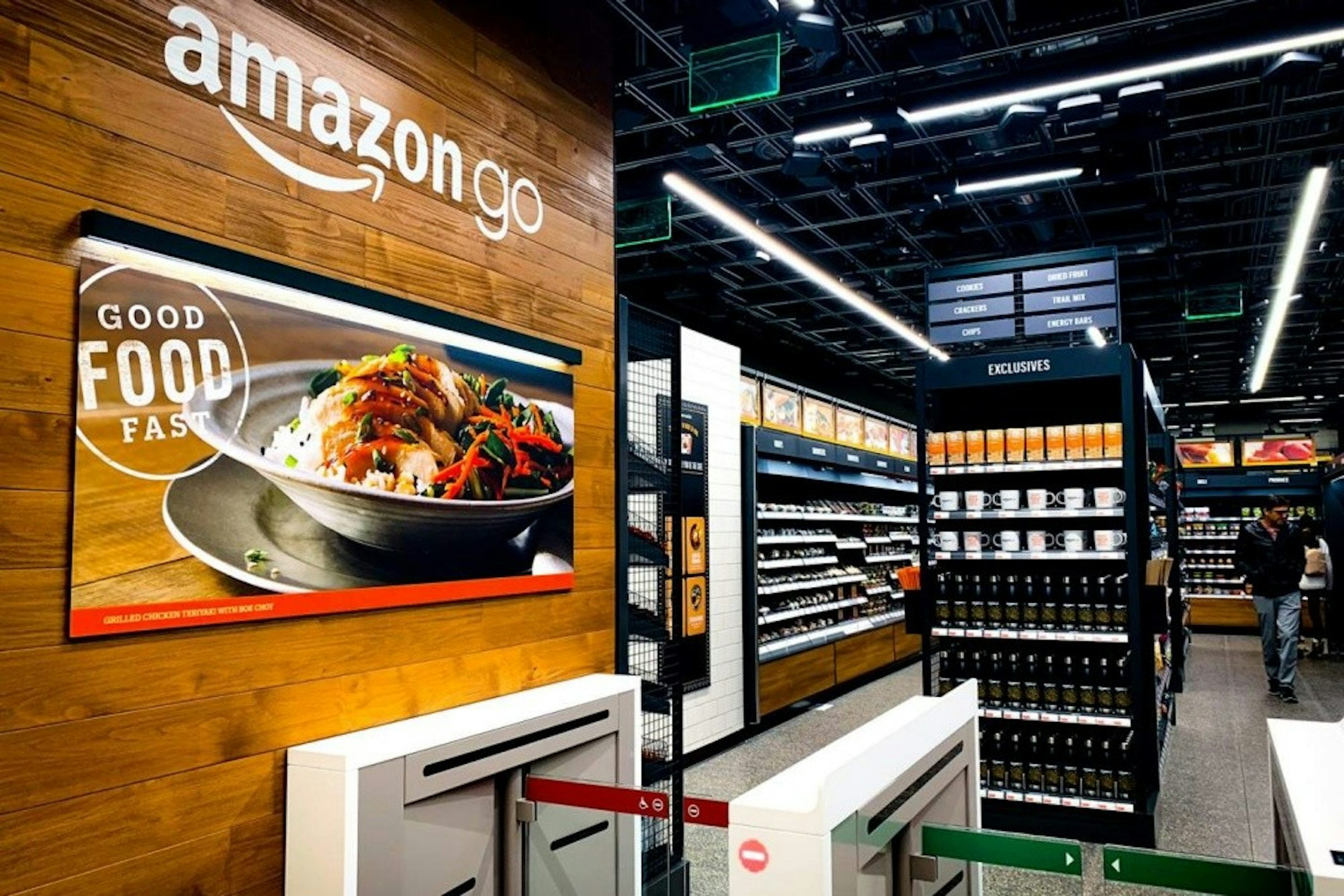 照片中提到了amazon go、GOOD、FOOD，跟亞馬遜圍棋有關，包含了亞馬遜無人商店、亞馬遜網、亞馬遜新鮮、零售