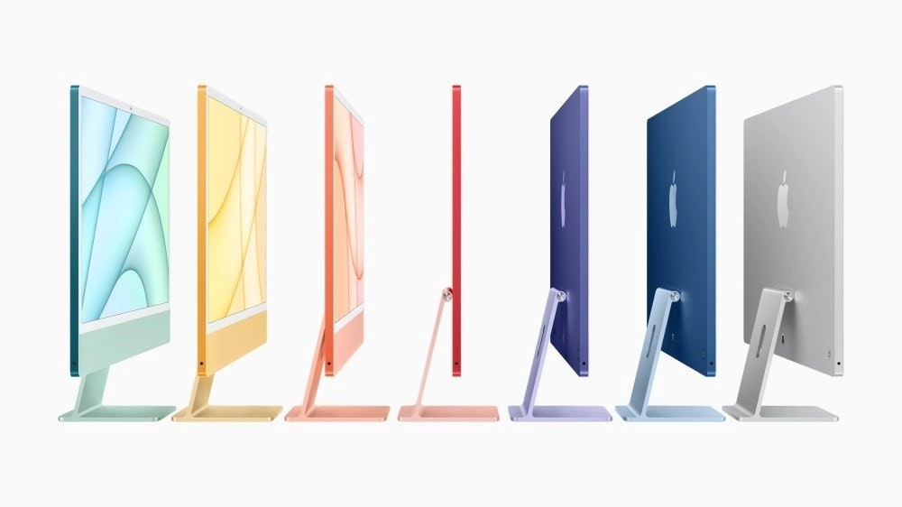 照片中包含了最好的 iMac 顏色、蘋果 iMac 24 英寸(2021 年)、蘋果、蘋果M1、電腦