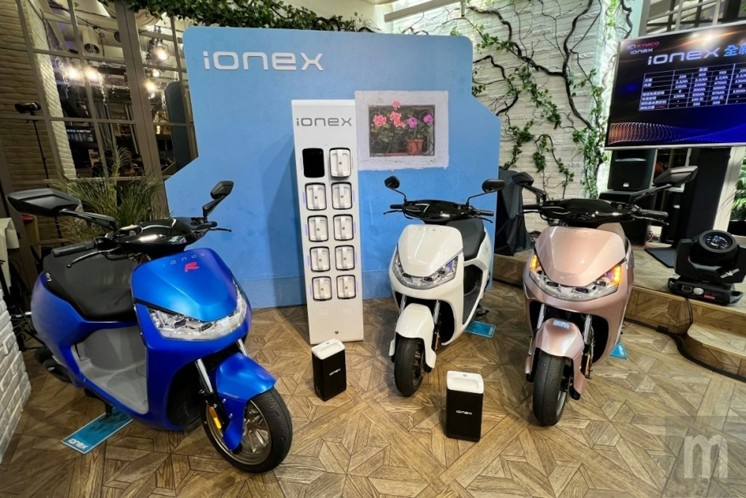 照片中提到了ionex、¡onex、000，跟母親照顧有關，包含了摩托車、摩托車、摩托車、汽車、電池