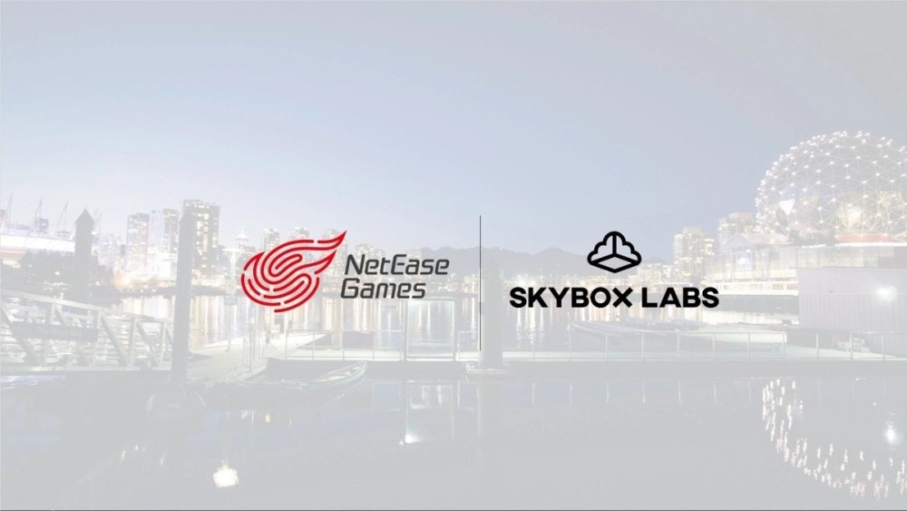 照片中提到了NetEase、Games、SKYBOX LABS,跟網易、天空盒實驗室有關,包含了網易遊戲、光環無限、黎明殺機手機版、衰落之城、超級機甲冠軍