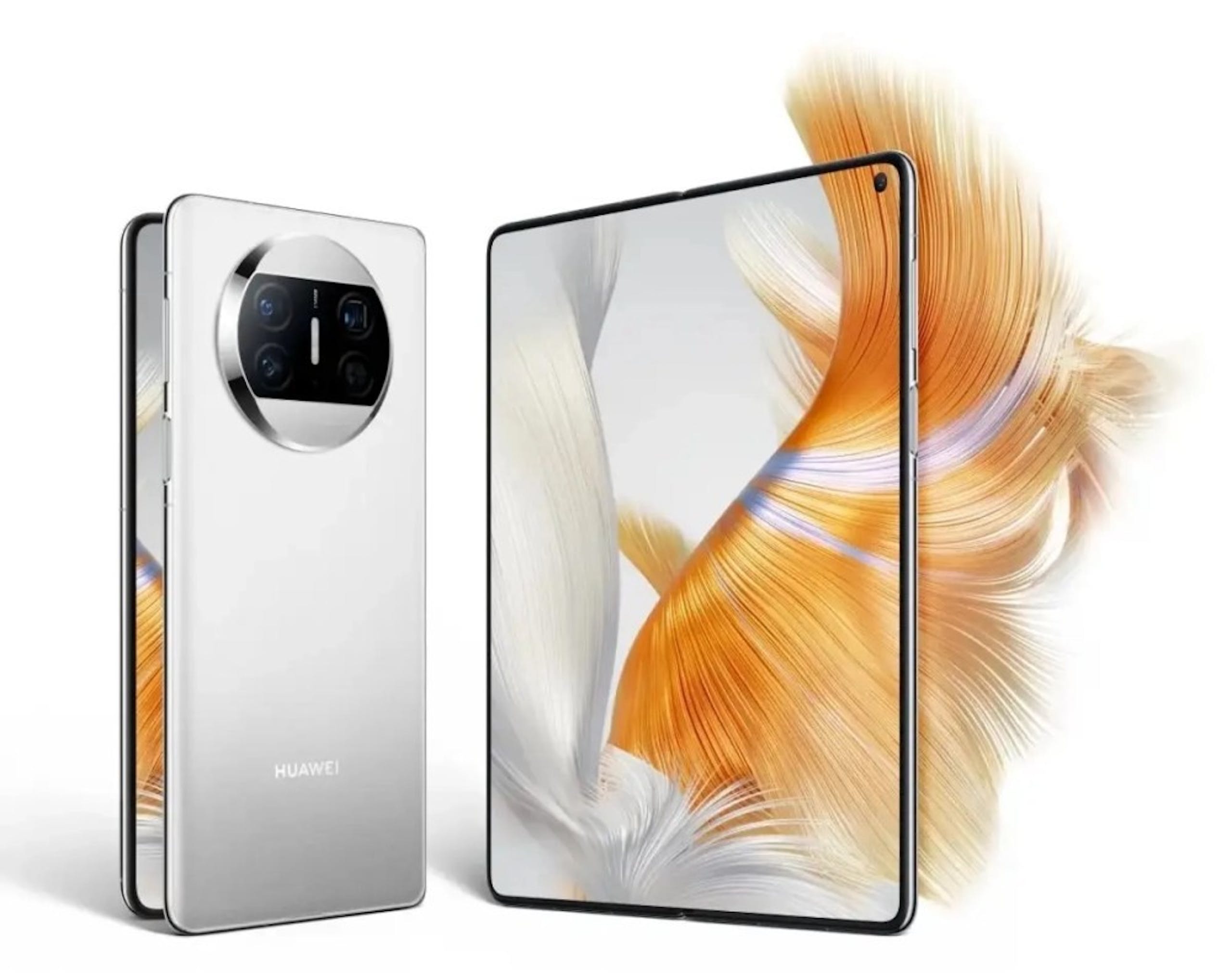 照片中提到了HUAWEI,包含了手機、華為伴侶系列、手機、了華為、可折疊智能手機