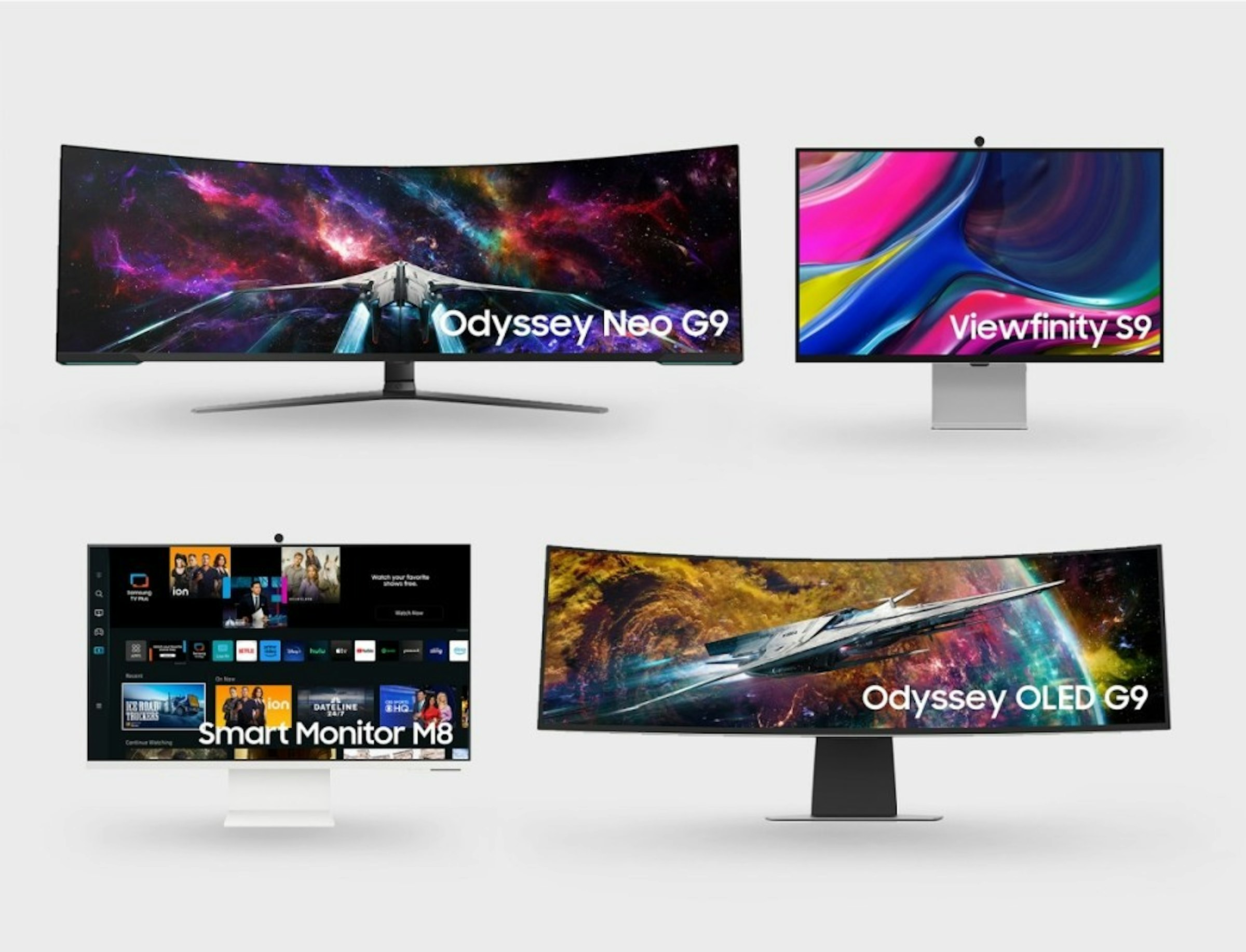 照片中提到了Ching、W、Odyssey Neo G9，包含了電腦顯示器、電視、液晶電視、液晶顯示器、LED背光液晶屏