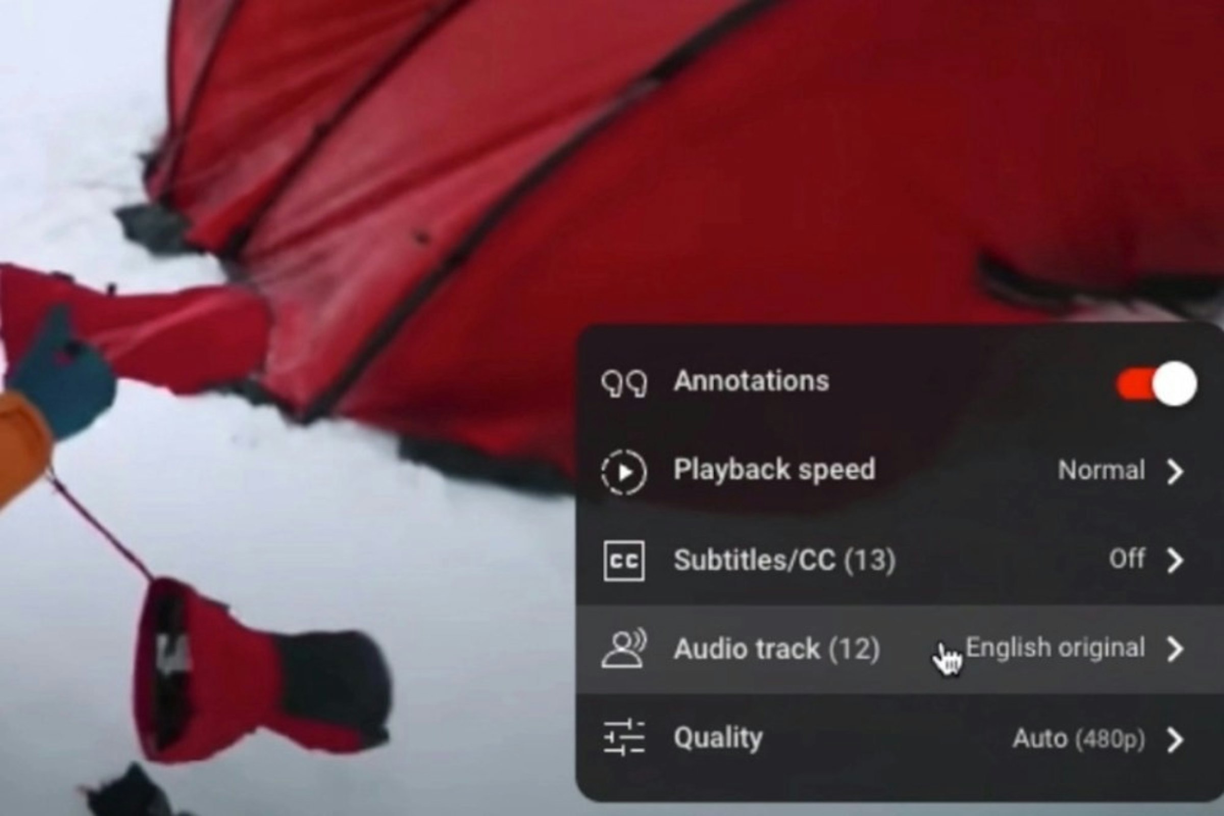 照片中提到了99 Annotations、Playback speed、cc Subtitles/CC (13)，包含了雨傘、當然、不足、機、主流