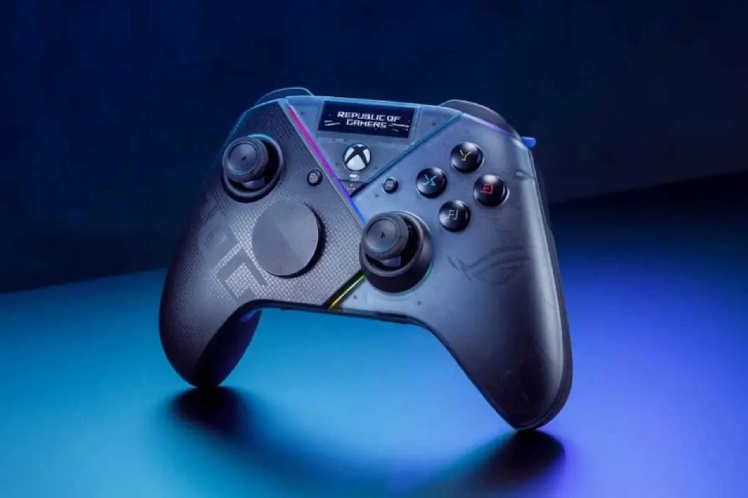 照片中提到了REPUBLIC OF、GAMERS,包含了有機發光二極管、有機發光二極管、華碩、華碩 ROG Swift PG48UQ 47.5" 4K UHD 遊戲 OLED 顯示器、個人電腦