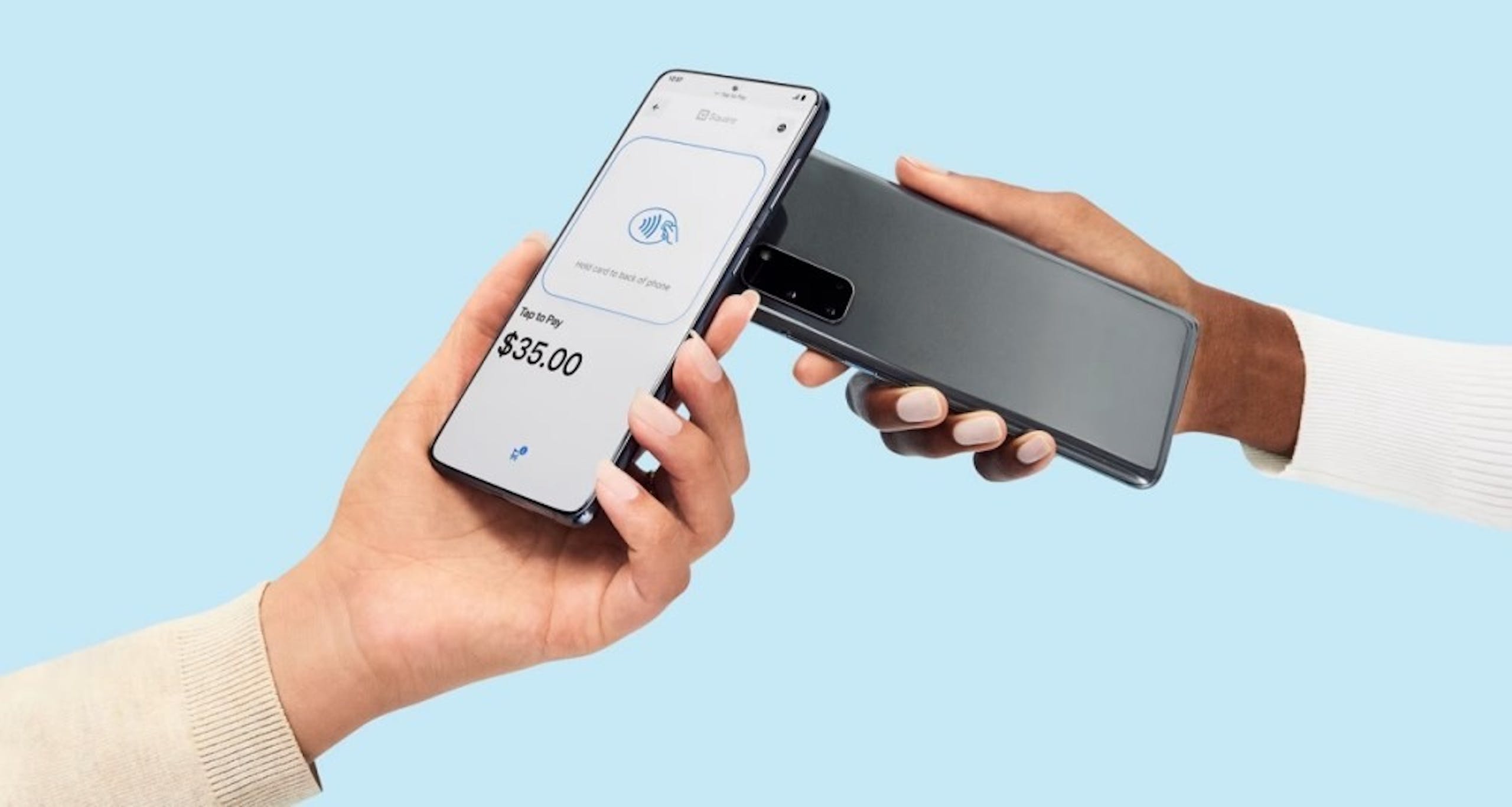 照片中提到了Hard to back of phone、Tap to Pay、$35.00,包含了蜂窩網絡、蘋果手機、謝珀頓、凱布拉姆、付款
