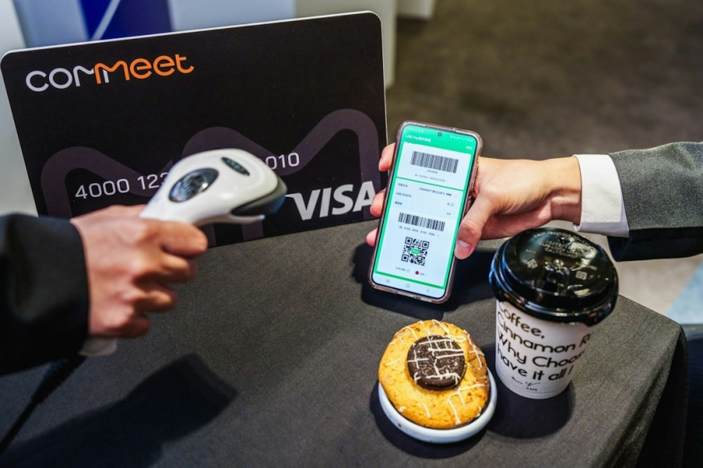 照片中提到了COMMeet、4000 127、010，跟Visa Inc.、大西部鐵路有關，包含了移動電話、產品設計、電子產品、設計、產品