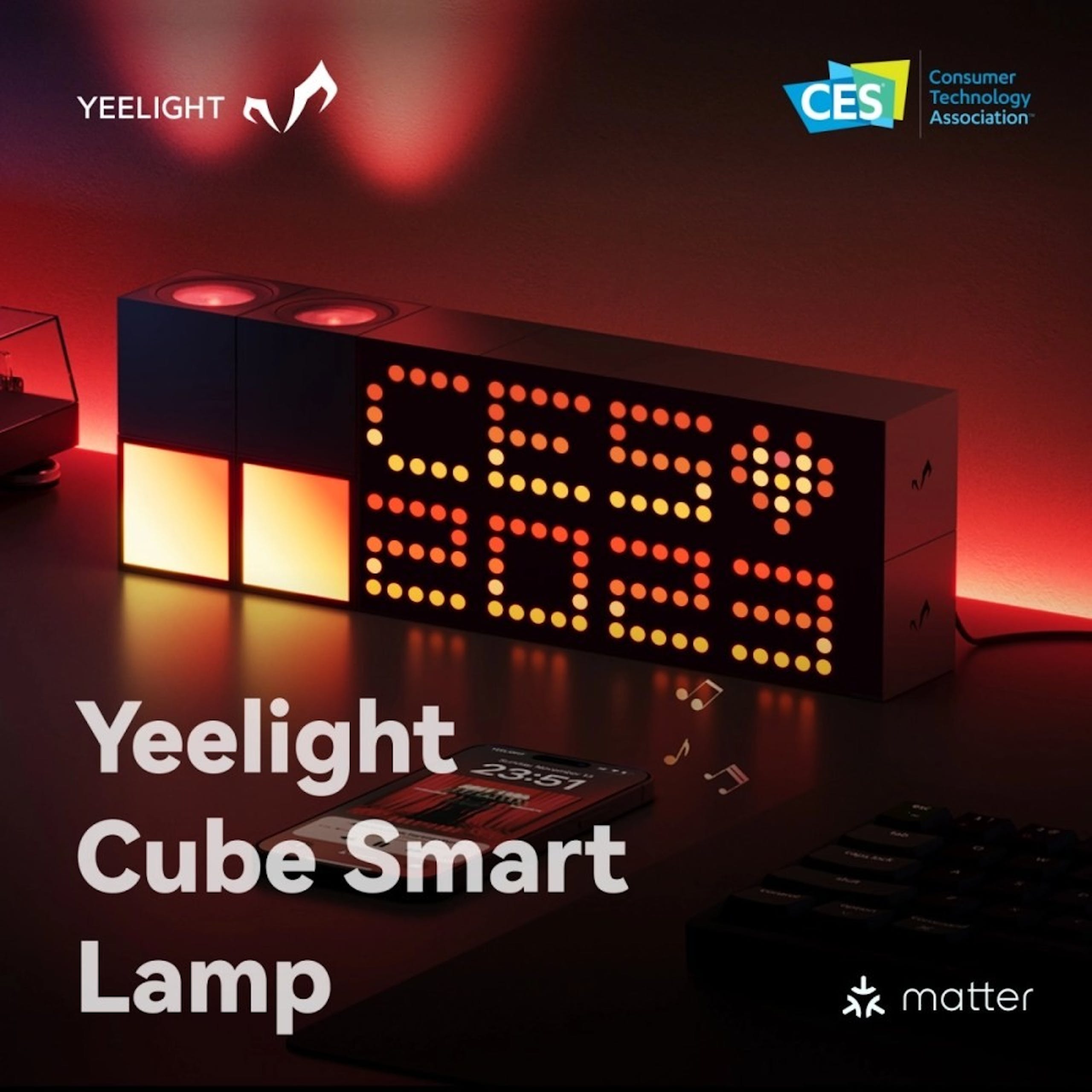 照片中提到了YEELIGHT、JE、Yeelight，跟消費者技術協會有關，包含了LED顯示屏、家庭自動化、LED燈條、發光二極管、點燈