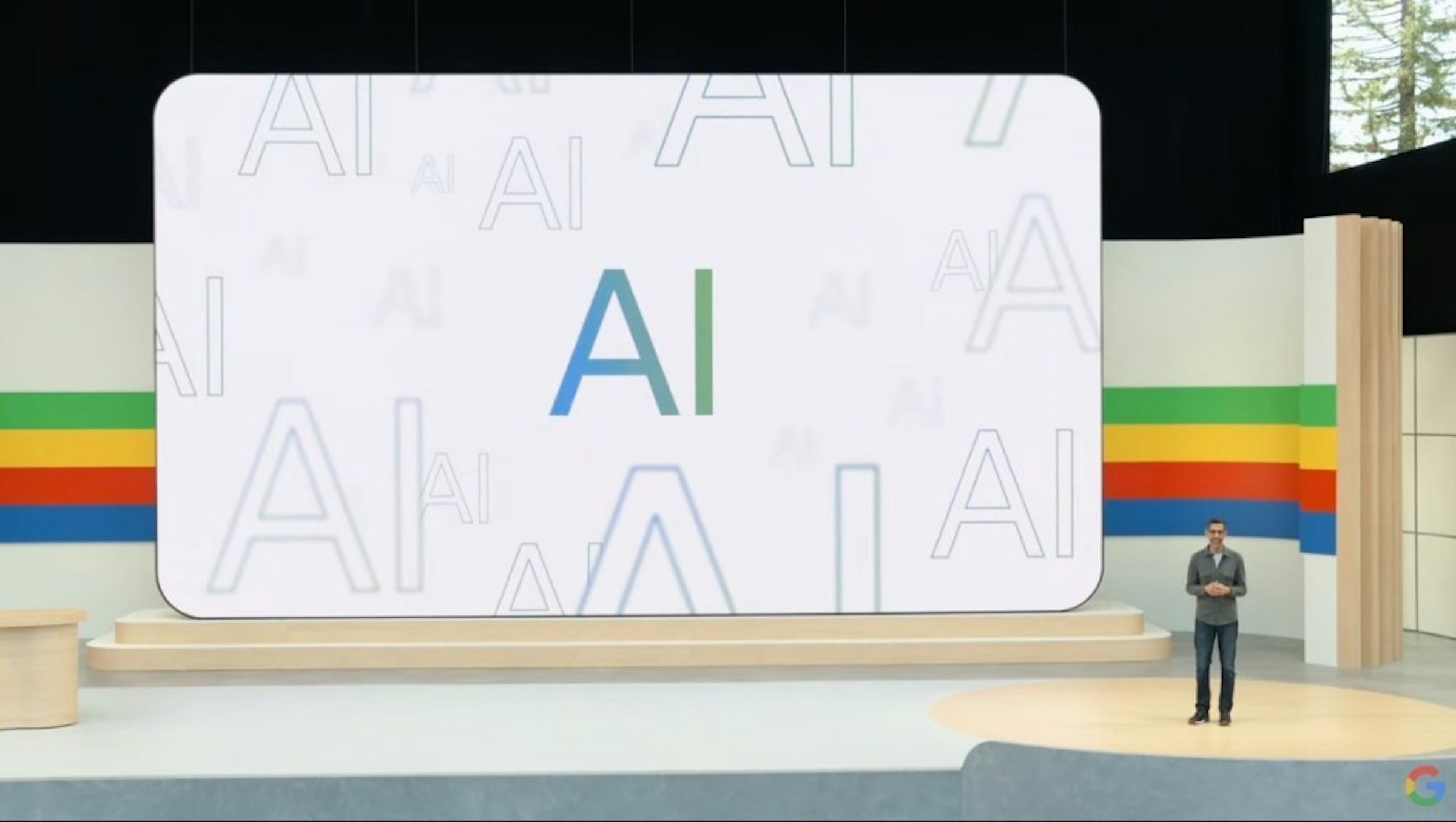 照片中提到了AT、AH、Al，跟谷歌有關，包含了谷歌人工智能、2024 年Google I/O 大會、谷歌人工智能、人工智能