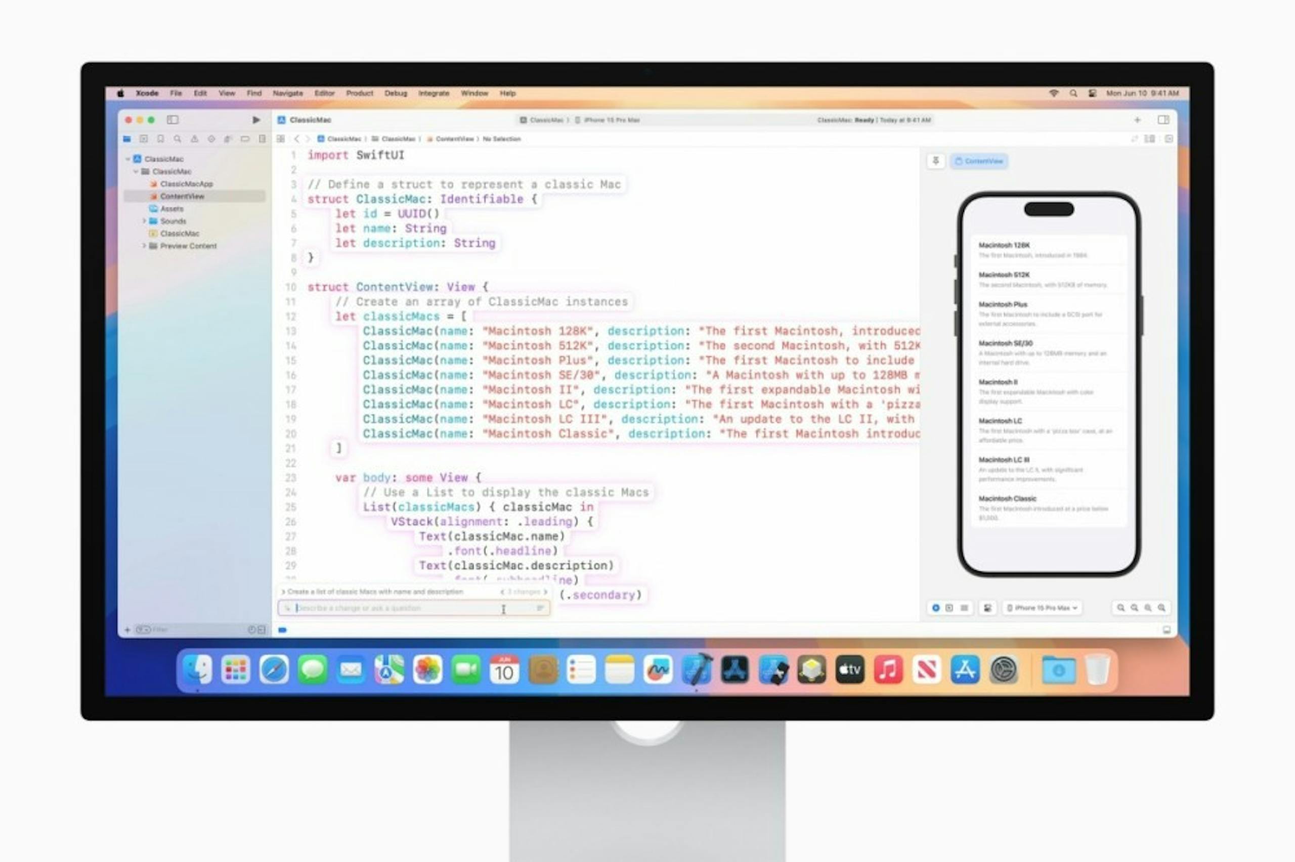 照片中提到了Edit View Find Navigate Editor Product Debug Integrate、ClassicMa、-ClassicMac，跟蘋果、蘋果有關，包含了操作系統、蘋果工作室顯示器、電腦顯示器、軟件