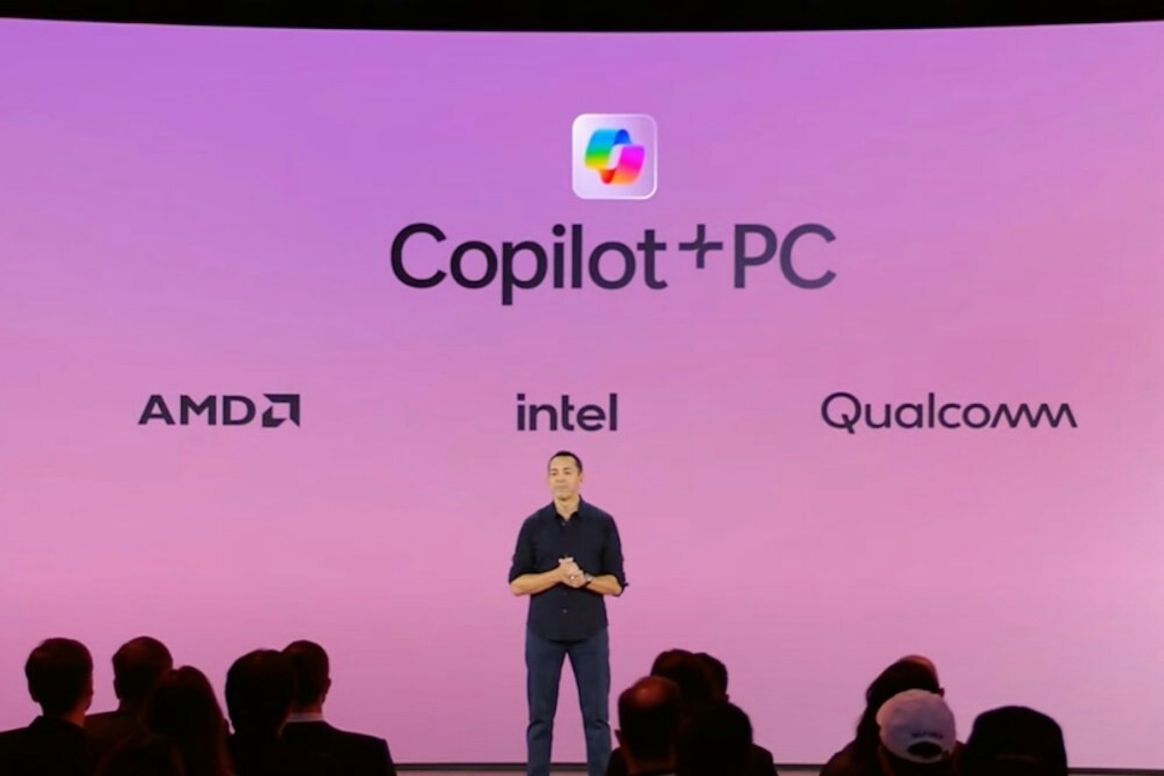 照片中提到了Copilot+PC、AMD、intel，包含了介紹、微軟、個人電腦、高通公司、驍龍 X 精英