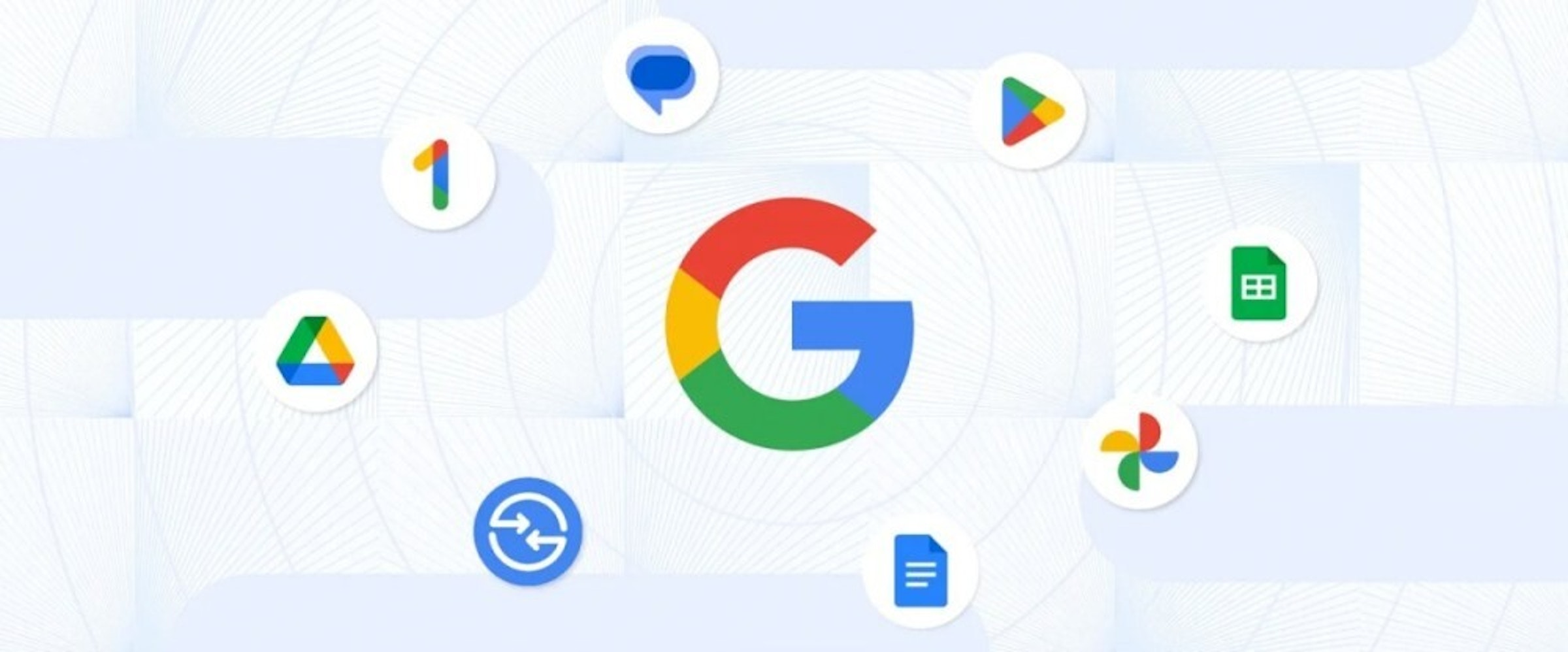 照片中提到了1、G、G，跟Google相簿、谷歌有關，包含了圈、Google Workspace、移動應用