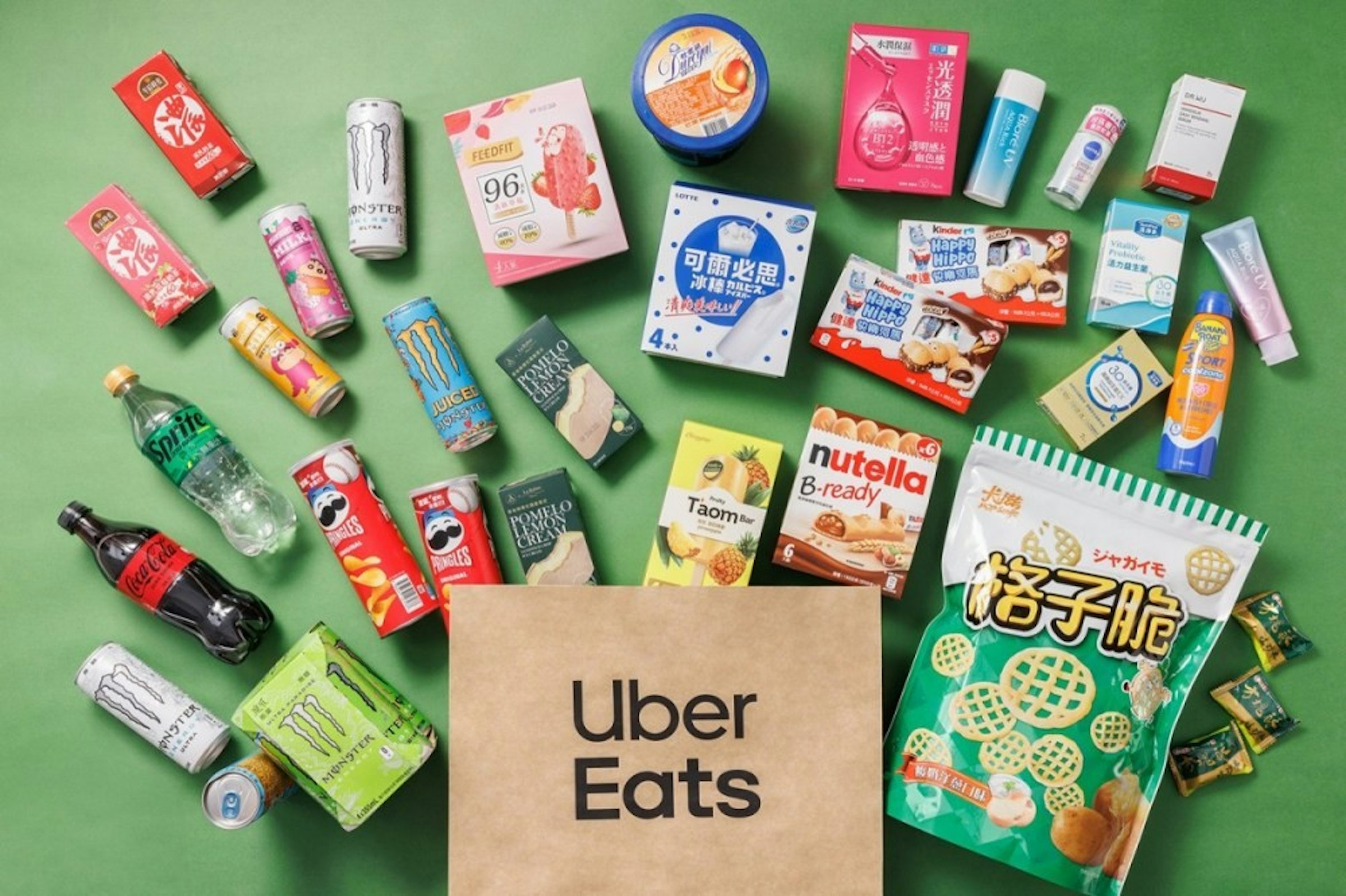 照片中提到了Coca-Cola、Sprite、ONSTER，跟花生醬、優步吃有關，包含了果凍寶寶、果凍寶寶、嬰兒、文本、儀表