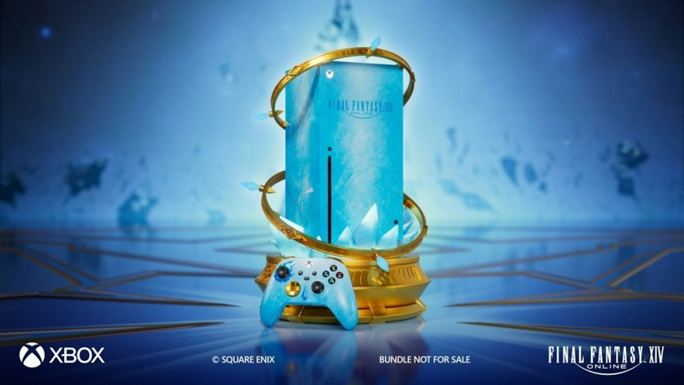 照片中提到了FINAL FANTASY XIV、XBOX、© SQUARE ENIX，跟的Xbox、最終幻想有關，包含了平面設計、平面設計、設計、Xbox One、平面設計師