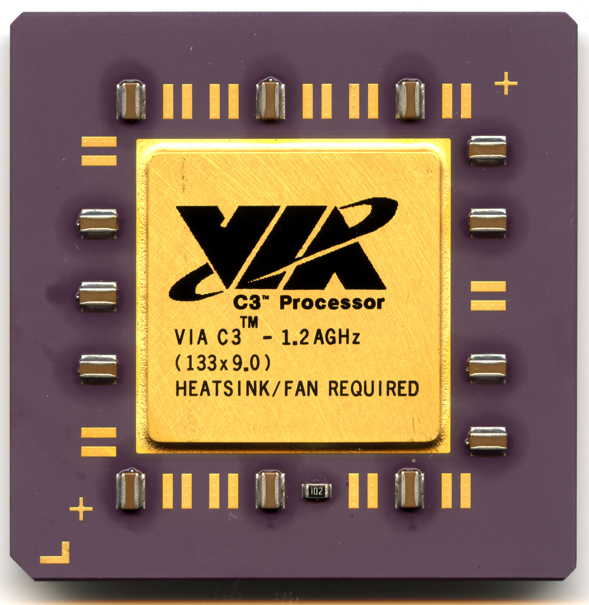 照片中提到了C3" Processor、TM、VIA C3- 1.2 AGHZ，跟威盛電子有關，包含了威盛C3、威盛C3、中央處理器、插座370