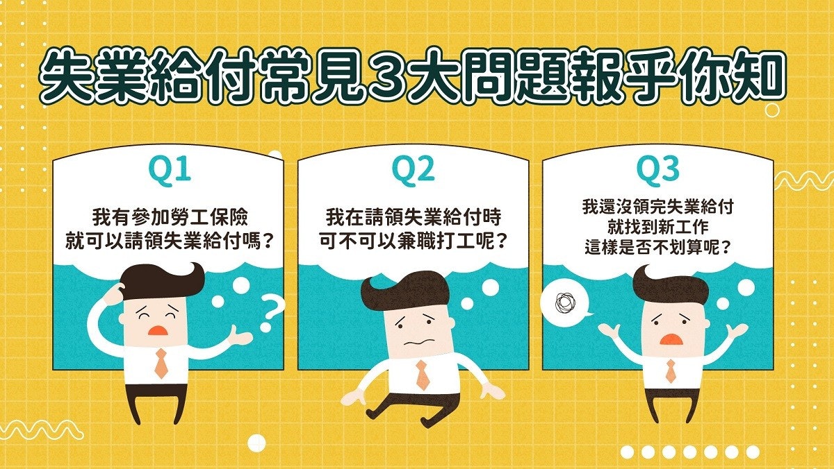 照片中提到了失業給付常見3大問題報乎你知、Q1、Q2,跟妙特拉有關,包含了平岩浩二、動畫片、漫畫、人的、人類行為