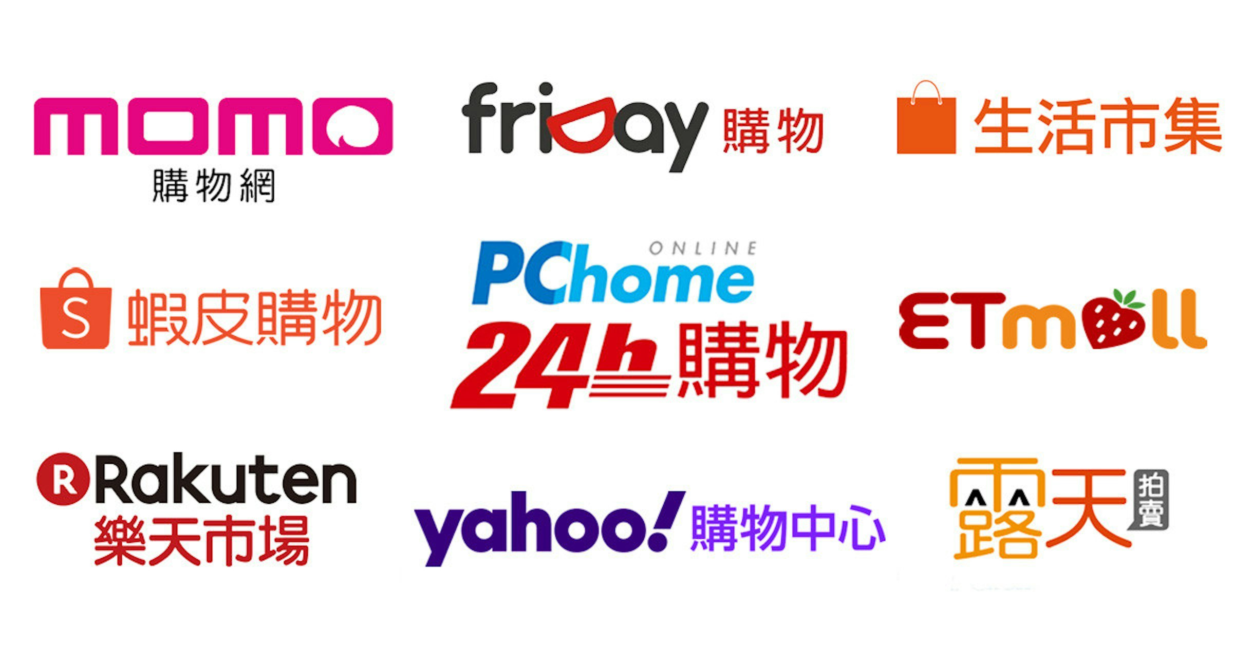 照片中提到了momo_friday 購物、購物網、生活市集，跟樂天、PChome在線有關，包含了2023電商平台、Shopee、電子商務、網上購物、購物