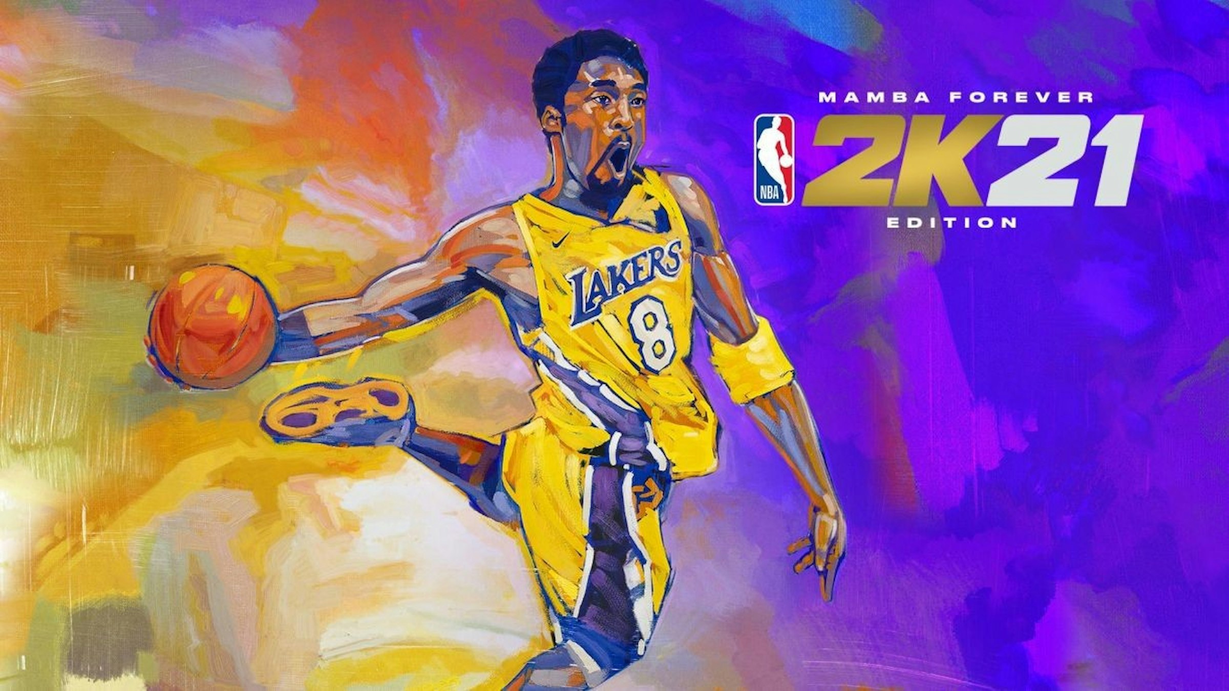 照片中提到了MAMBA、FOREVER、$ZK21，跟洛杉磯湖人隊、庫爾德斯坦24有關，包含了永遠的曼巴舞、NBA 2K21、的PlayStation 4、的PlayStation 5、2K遊戲